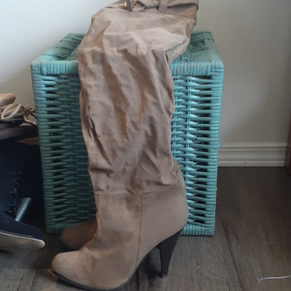 Tan over the knee boot